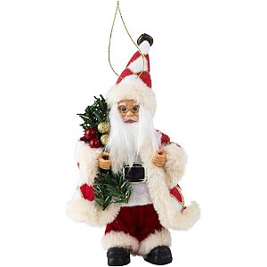 Artigo para decoracao natal enfeite noel casaco xadrez18cm - yangzi (unidade)