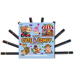 Livro de colorir cute e comfy c/12canetas - online editora (unidade)
