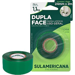 Fita dupla face massa acrilica 24mmx2m. - sulamericana (unidade)