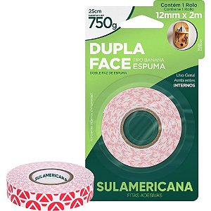 Fita dupla face espuma 12mmx2m. - sulamericana (unidade)