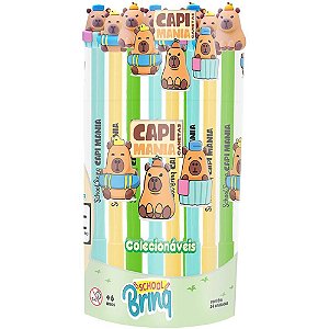 Caneta gel capivara 3mod.(sortido) - polibrinq (pote.c/24)