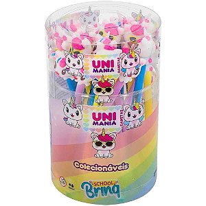 Caneta gel unicornio unimania 3mod.(sortido) - polibrinq (pote.c/24)