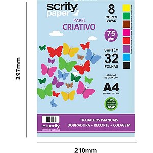 Bloco para educacao artistica color set 8 cores 110g 24fls - scrity (pacote)