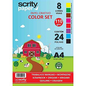 Bloco para educacao artistica color set 8 cores 110g 24fls - scrity (pacote)
