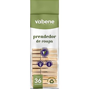 Prendedor de roupa bambu 7cm - vabene (pct.c/36)