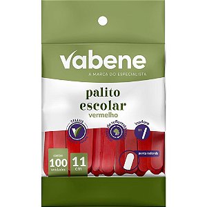 Palito de madeira p/sorvete ponta redonda verm. - vabene (pct.c/100)