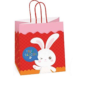 Sacola decorada pascoa alegria vermelho 27,5x22x16cm - packpel (pct.c/10)
