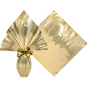 Embalagem p/ovo de pascoa 34x34cm ouro poli metalizado - xingo embalagens (pct.c/25)
