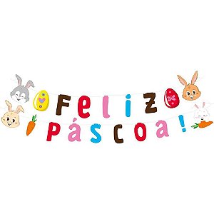 Faixa decorativa pascoa divertida 1,60mx23cm - festcolor (unidade)