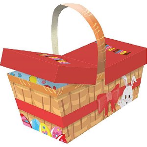Cesta de papel pascoa divertida piquenique m - festcolor (pct.c/03)