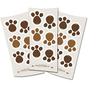 Adesivos decorados patinhas marrom c/18un - festcolor (cartela)