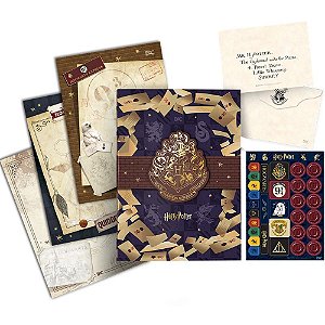 Papel de carta decorado harry potter c/pasta e cartas - dac (pacote)