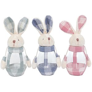 Embalagem para doces pote coelho 20cm (sortido) - cromus (unidade)