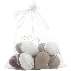 Decoracao de pascoa ovinhos dec. branco/marrom 6cm - cromus (pct.c/09)