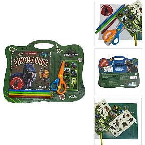 Livro de colorir recorte e cole dinossauros - magic kids (unidade)