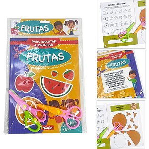 Livro de atividades recortar e brincar frutas 16pg - magic kids (unidade)