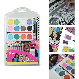 Livro aquarela barbie mini kit 8pgs 15x25cm - magic kids (unidade)