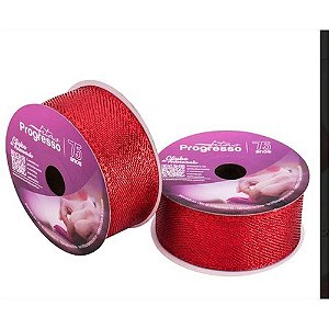 Fita aramada decorativa 38mmx10m metalizado vermelho - fitas progresso (unidade)