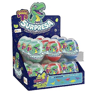 Slime ovo surpresa dinossauro brilha - doce brinquedo (dp.c/18)