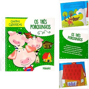 Livro infantil ilustrado tres porquinhos 12pgs 20x20 - magic kids (unidade)