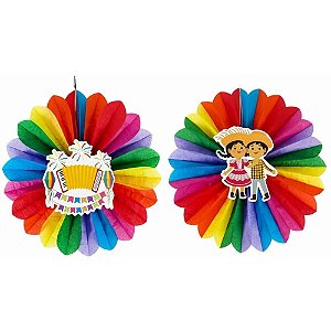Festa junina decoracao leque 40cm (sortido) - art lille (unidade)