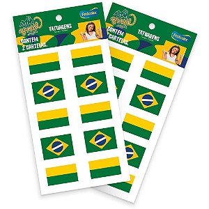 Copa do mundo tatuagem vai brasil - festcolor (pct.c/20)