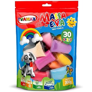Massa de eva 30 cores sortidas total 300g - evamax (pacote)