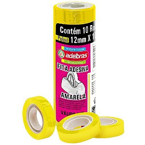 Fita adesiva polisil 12mmx10m. amarelo - adelbras (pct.c/10)