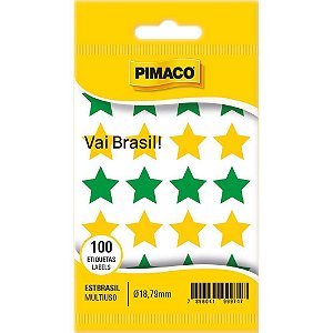 Copa do mundo adesivo tp-18 estrela brasil - pimaco (ct.c/100)