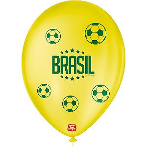 Copa do mundo balao 9 decorado brasil (sortido) - sao roque (pct.c/25)