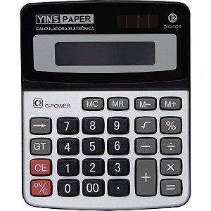 Calculadora de mesa 12 digitos com som prata - yins (unidade)