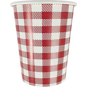 Festa junina copo de papel xadrez vm. 240ml - art lille (pct.c/08)