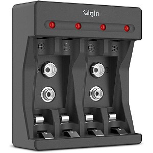 Carregador de bateria usb tipo c p/pilhas c/cabo 0,5 - elgin (blister)