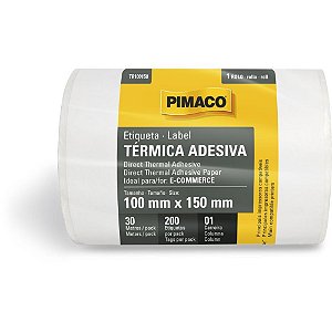 Etiqueta adesiva termica 100mmx150mm c/200 etiq - pimaco (rolo)