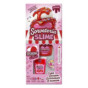 Slime gelele sorveteria morango do a - doce brinquedo (kit)