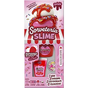 Slime gelele sorveteria morango do a - doce brinquedo (kit)