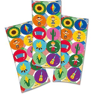 Festa junina adesivo divertido c/30un - festcolor (cartela)