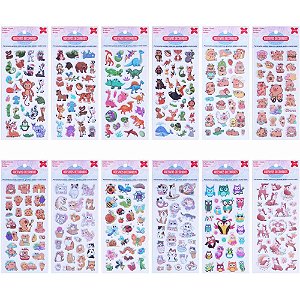 Adesivos decorados 10x24cm. animais kids cart.sor - make+ (pct.c/24)