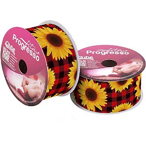 Festa junina fita cetim 38mmx10m. girassol - fitas progresso (unidade)