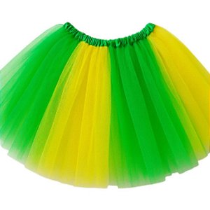 Copa do mundo saia tule 30cm mesclada vd/am - nyr festas (pct.c/10)