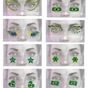 Copa do mundo adesivo facial brasil (sortido) - nyr festas (pct.c/12)