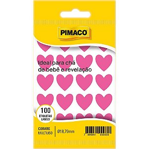 Etiqueta lisa com formas coracao tp-18  rosa - pimaco (ct.c/100)