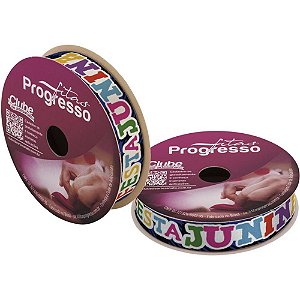 Festa junina fita cetim 15mmx10m. frases az - fitas progresso (unidade)