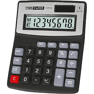 Calculadora de mesa 8 digitos preto/prata - yins (unidade)