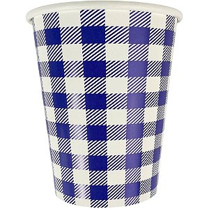 Festa junina copo de papel xadrez az 240ml - art lille (pct.c/08)