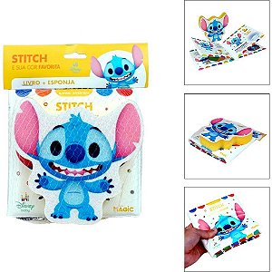 Livro para banho stitch c/esponja 14x14 6pgs - magic kids (unidade)