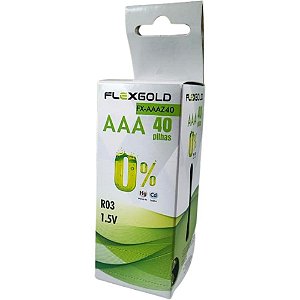 Pilha zinco palito aaa 1,5v tubo c/40pilha - flex (caixa)