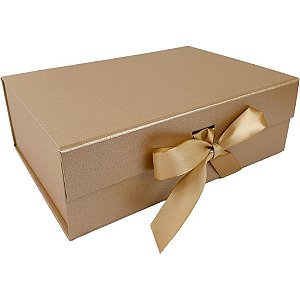 Caixa para presente com tampa rigida dobr. ouro 33x25x12cm - art lille (unidade)