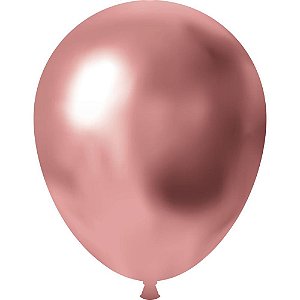Balao 9 liso cromado rosa metalico - festcolor (pct.c/25)