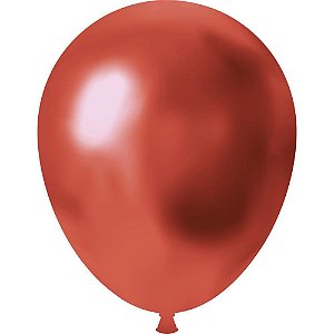 Balao 9 liso cromado vermelho metalico - festcolor (pct.c/25)